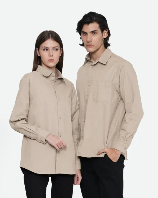 Erigo Kemeja Basic Longsleeve Elrey Light Brown Unisex made by Erigo