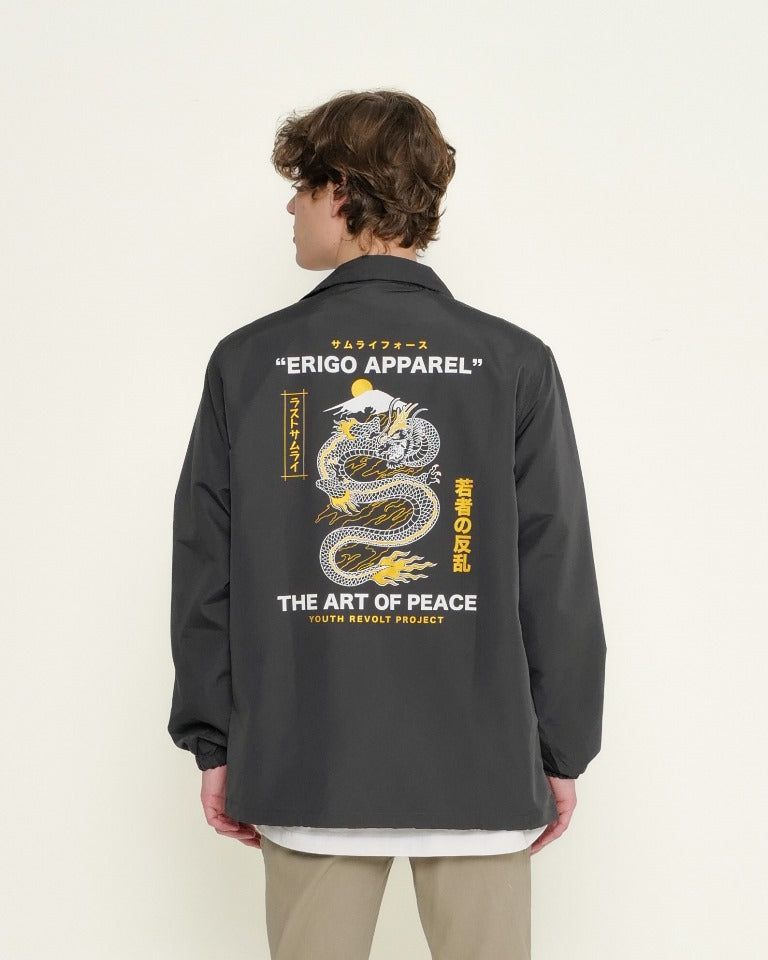 Erigo Coach Jacket Art Of Peace Dark Grey sold by Erigo