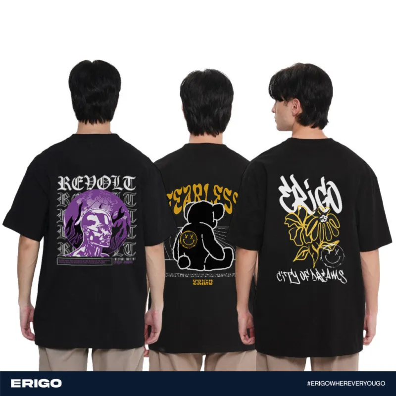 Erigo Buy 1 Get 3 T-Shirt Oversize Graphic Bundling 1 | Akello Black, Azkio Black, Denzel Black sold by Erigo