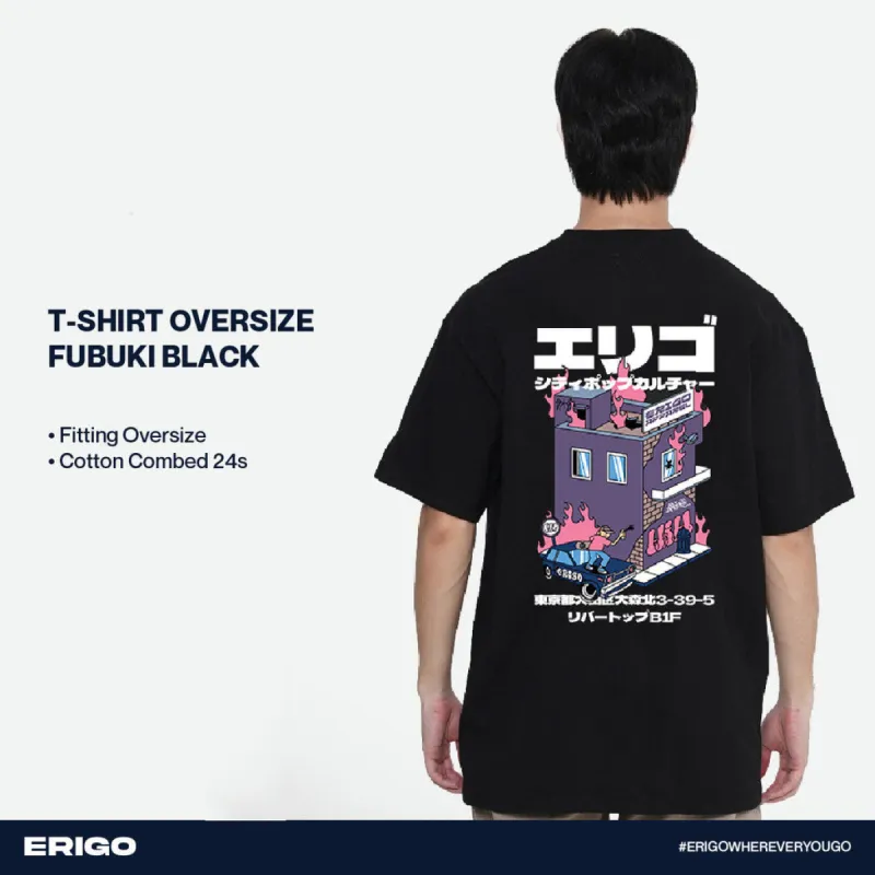 Erigo T-Shirt Oversize Graphic Fubuki Black sold by Erigo