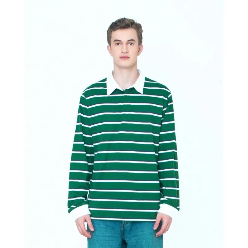 Erigo Longsleeve Rugger Stripe Finley Wide Striped Green Unisex sold by Erigo