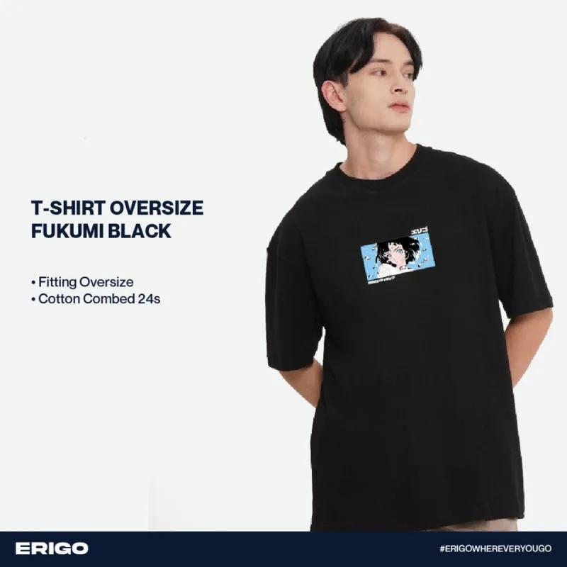Erigo T-Shirt Oversize Graphic Fukumi Black sold by Erigo