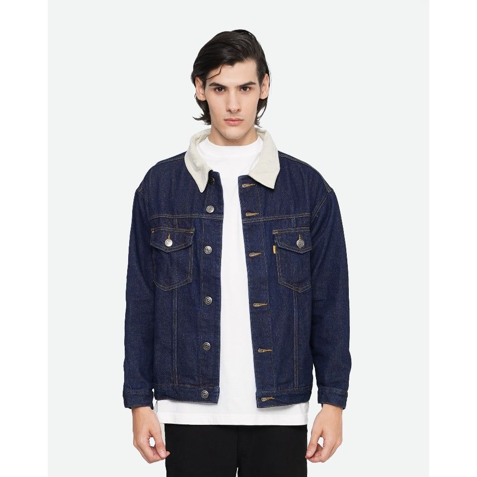 Erigo Denim Jacket Corduroy Collar Lien Dark Blue Unisex sold by Erigo