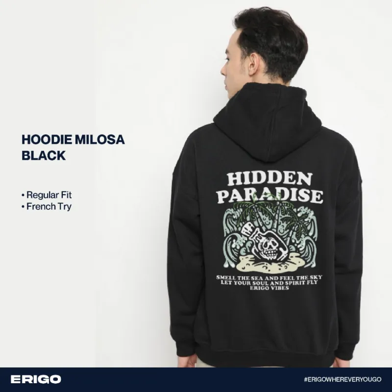 Erigo Hoodie Graphic Milosa Black sold by Erigo