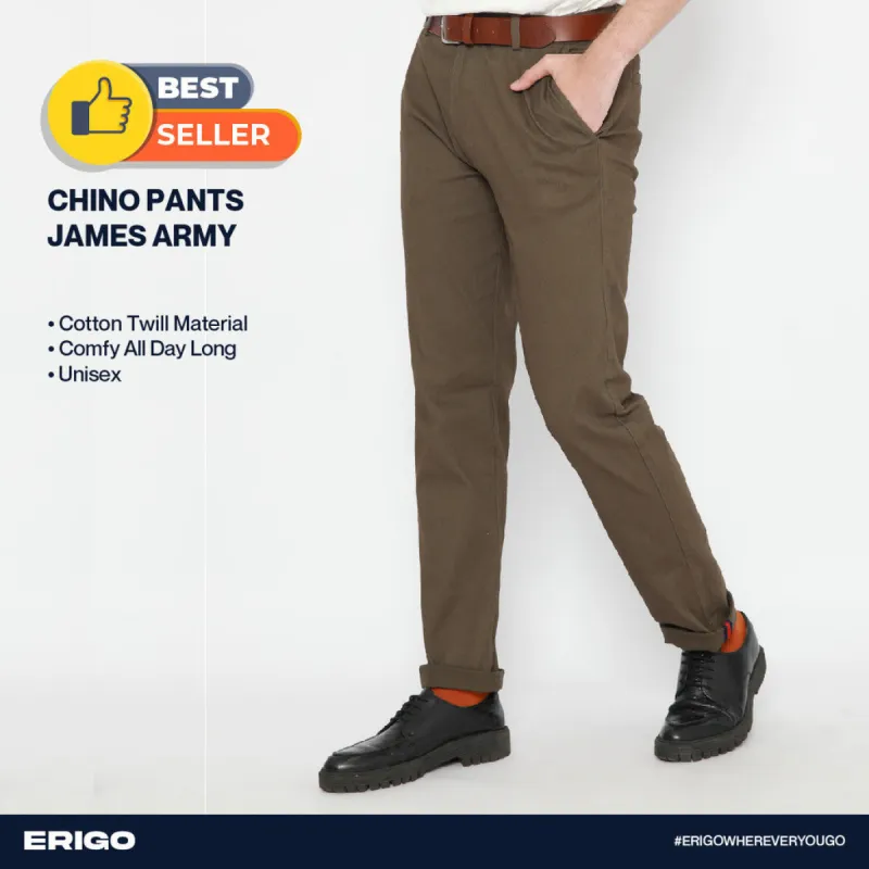 Erigo Chino Pants James Army Unisex sold by Erigo