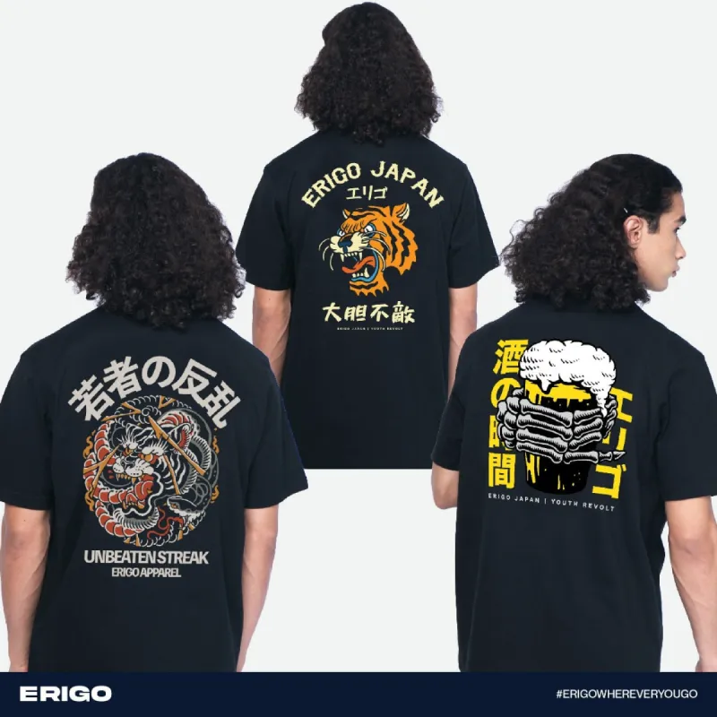 Erigo T-Shirt Oversize Graphic Buy 1 Get 3 Bundling 4 | Saigourou Black, Sakuto Black, Sanpaku Black sold by Erigo