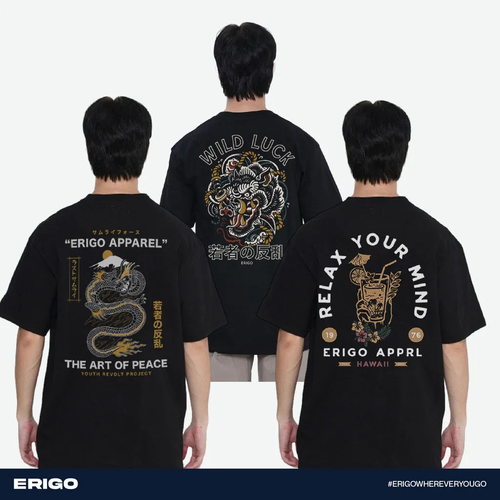 Erigo Buy 1 Get 3 T-Shirt Oversize Graphic Bundling 3 | Emari Black, Eizan Black, Arashi Black sold by Erigo