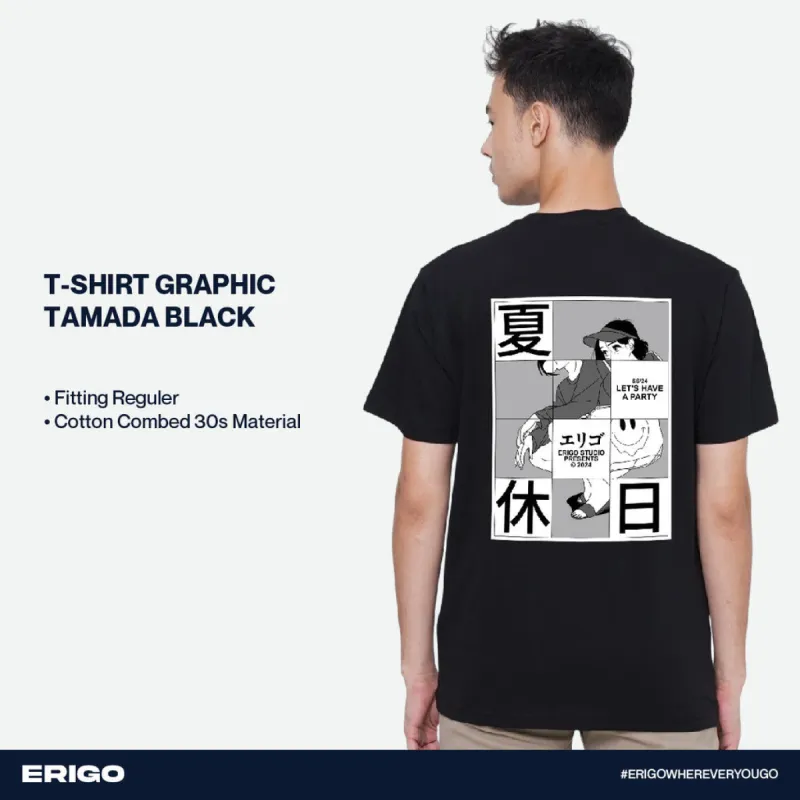 Erigo T-Shirt Graphic Tamada Black sold by Erigo