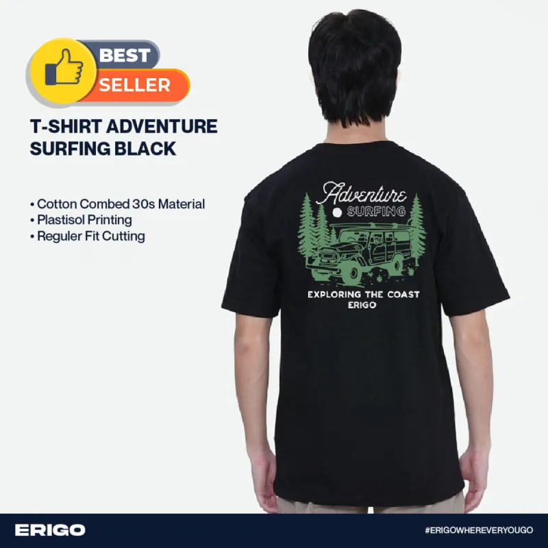 Erigo T-Shirt Adventure Surfing Black Unisex sold by Erigo