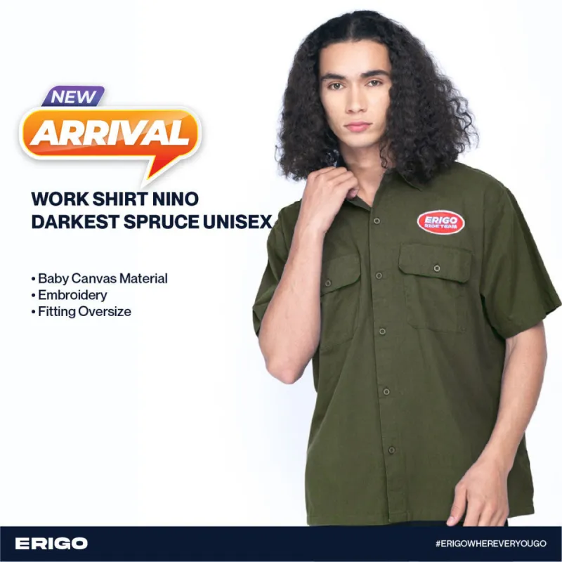 Erigo Work Shirt Nino Darkest Spruce Unisex sold by Erigo