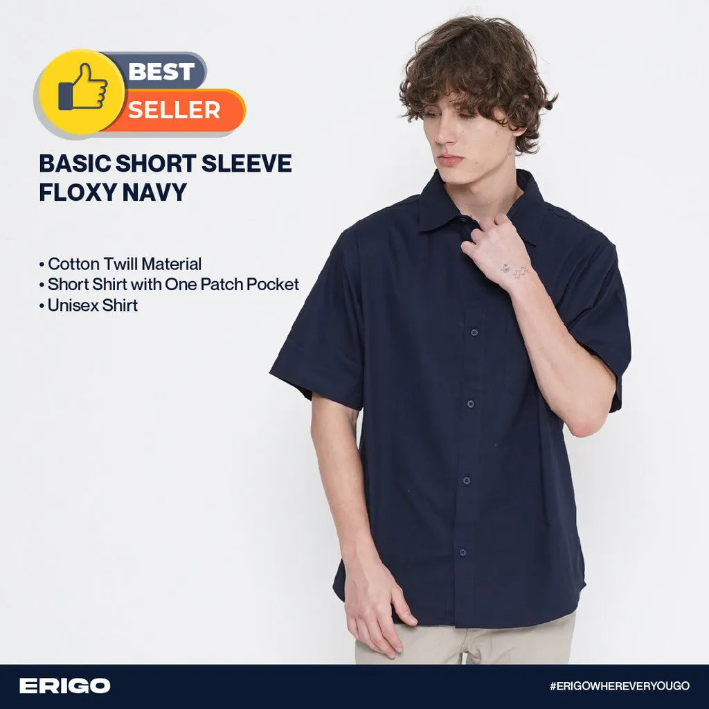 Erigo Kemeja Basic Short Sleeve Floxy Navy Unisex sold by Erigo