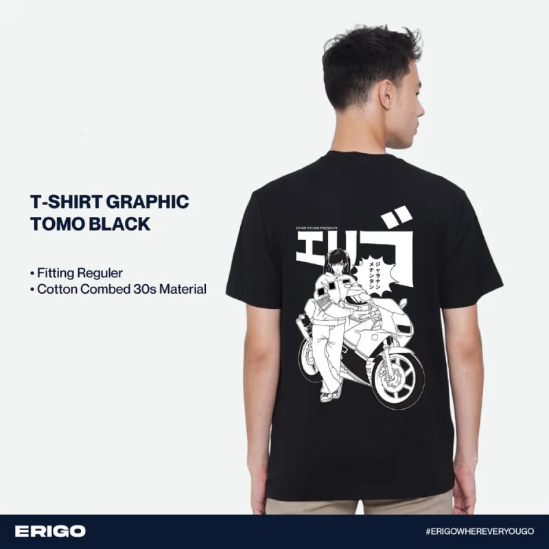 Erigo T-Shirt Graphic Tomo Black sold by Erigo