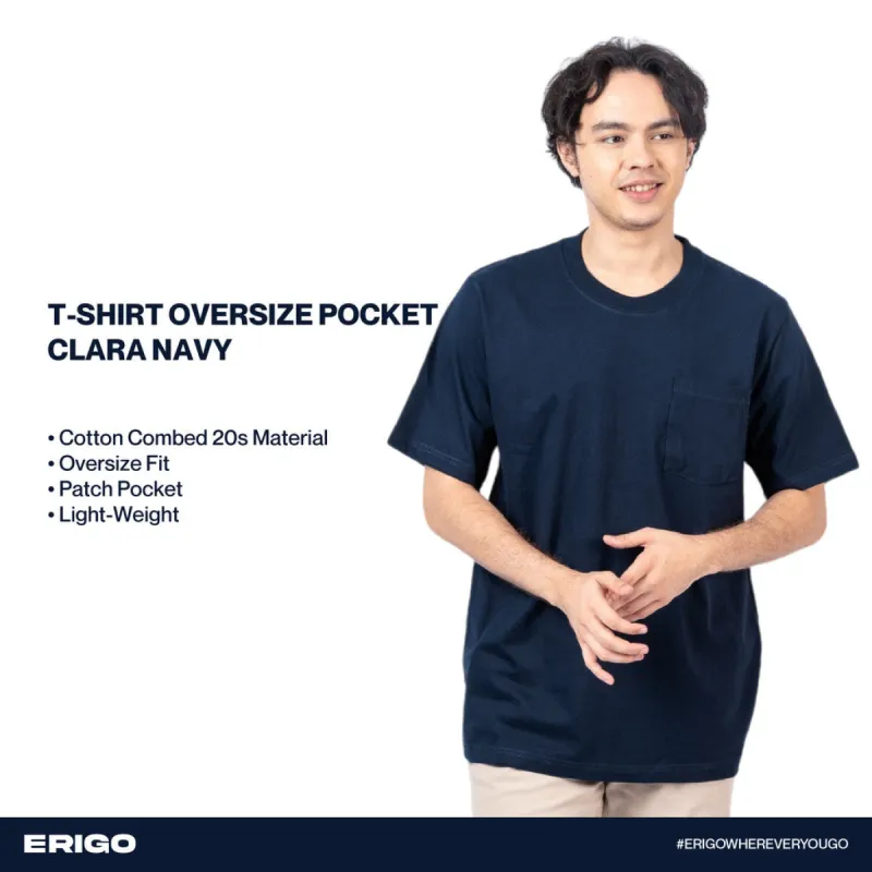 Erigo T-Shirt Oversize Pocket Clara Navy Unisex sold by Erigo