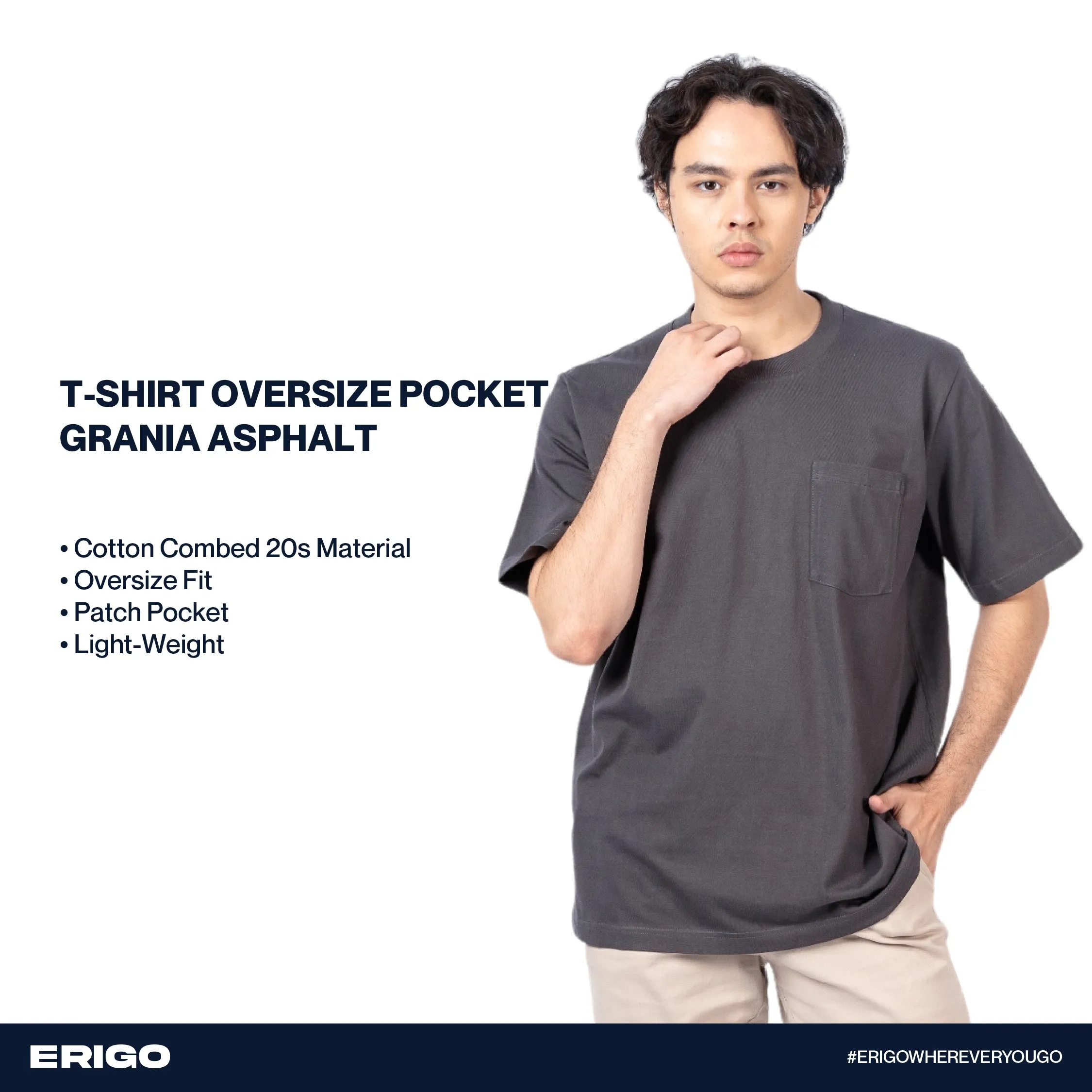Erigo T-Shirt Oversize Pocket Grania Asphalt Unisex sold by Erigo