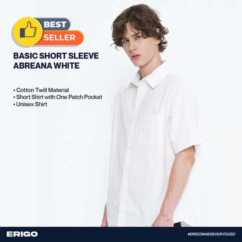 Erigo Kemeja Basic Short Sleeve Abreana White Unisex sold by Erigo