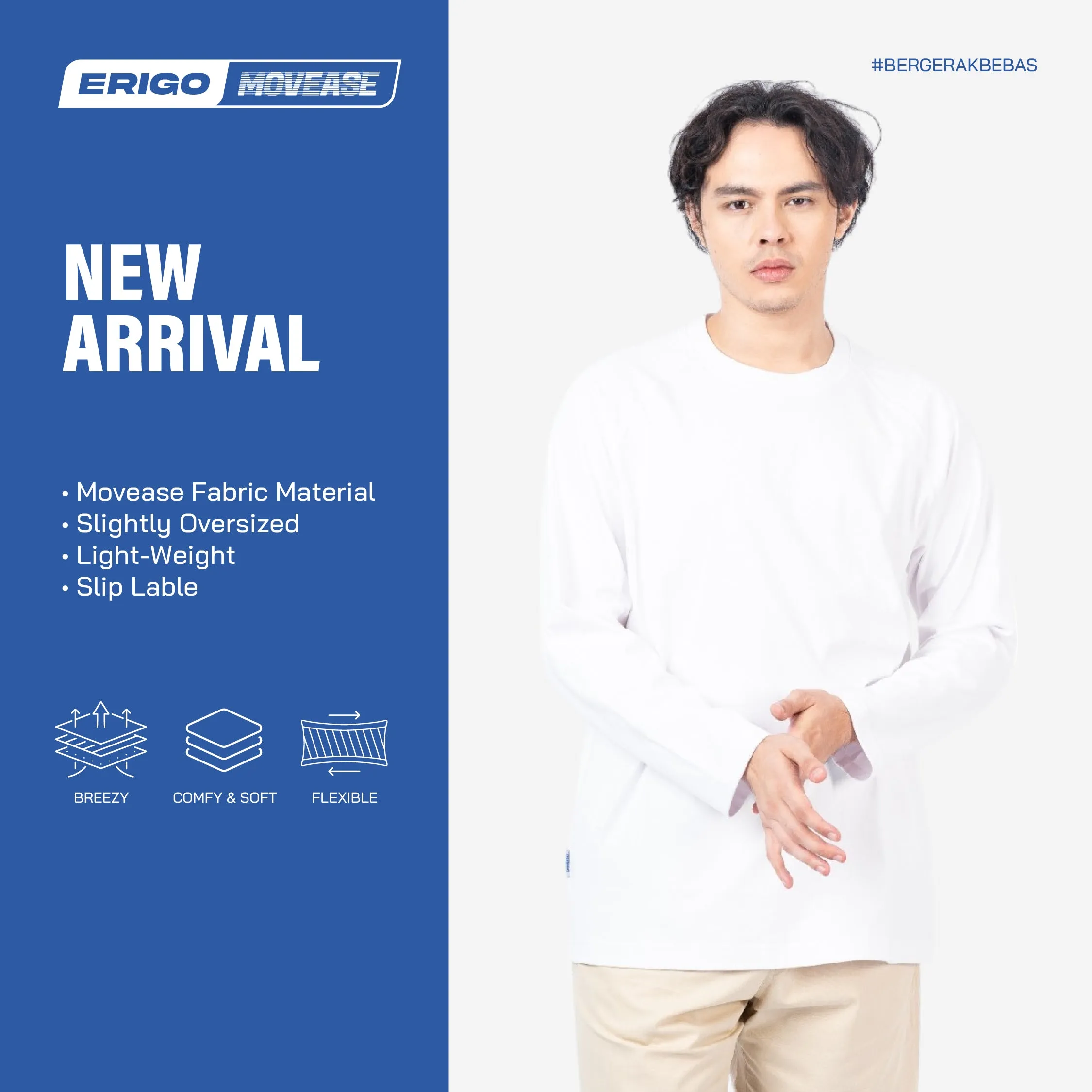 Erigo Movease Long Sleeve Arley White Unisex sold by Erigo