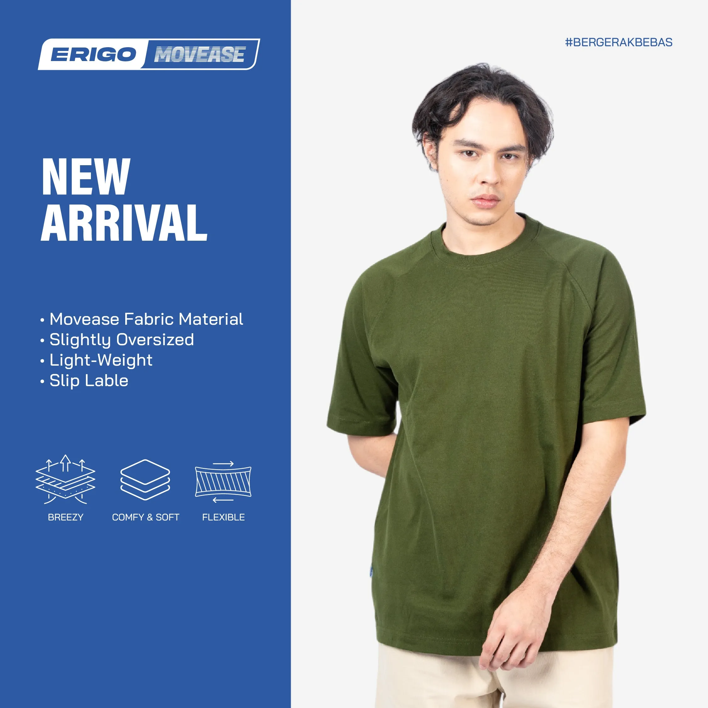 Erigo Movease Short Sleeve Lagen Olive Unisex sold by Erigo