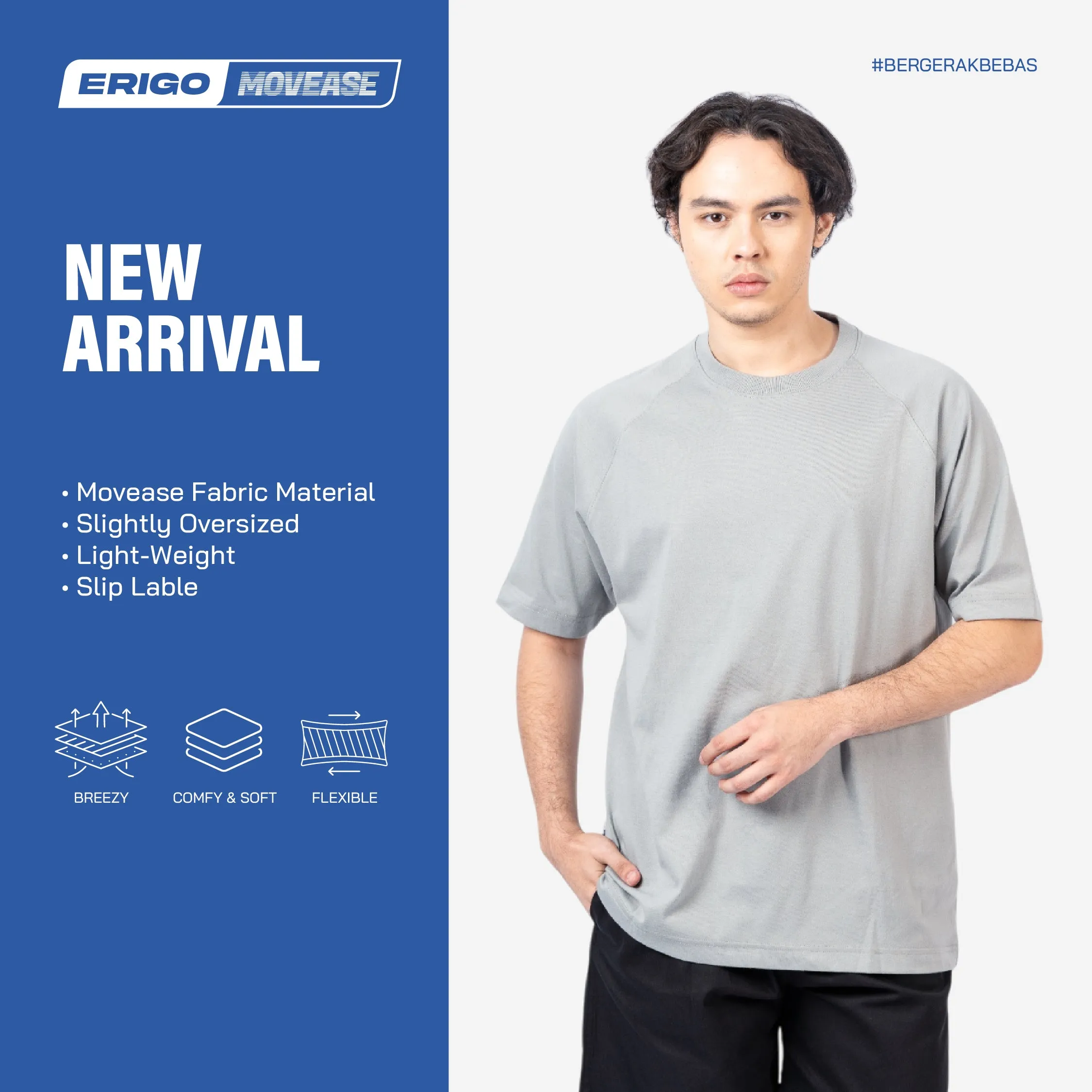 Erigo Movease Short Sleeve Lankesh Grey Unisex sold by Erigo
