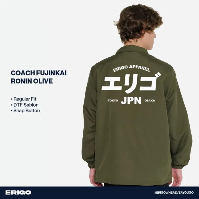 Erigo Fujinkai Coach Jacket Graphic Ronin Olive sold by Erigo