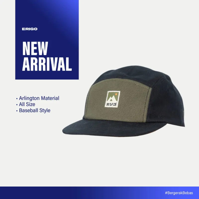 Erigo Five Panel Caps Haguro Black Army Unisex sold by Erigo
