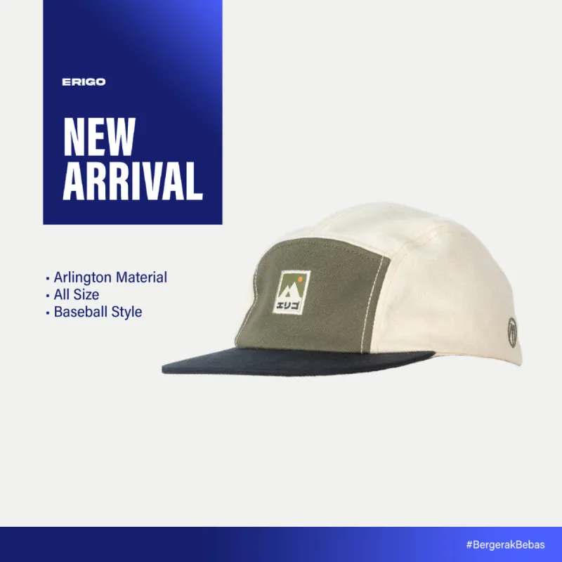 Erigo Five Panel Caps Haguro Cream Army Black Unisex sold by Erigo