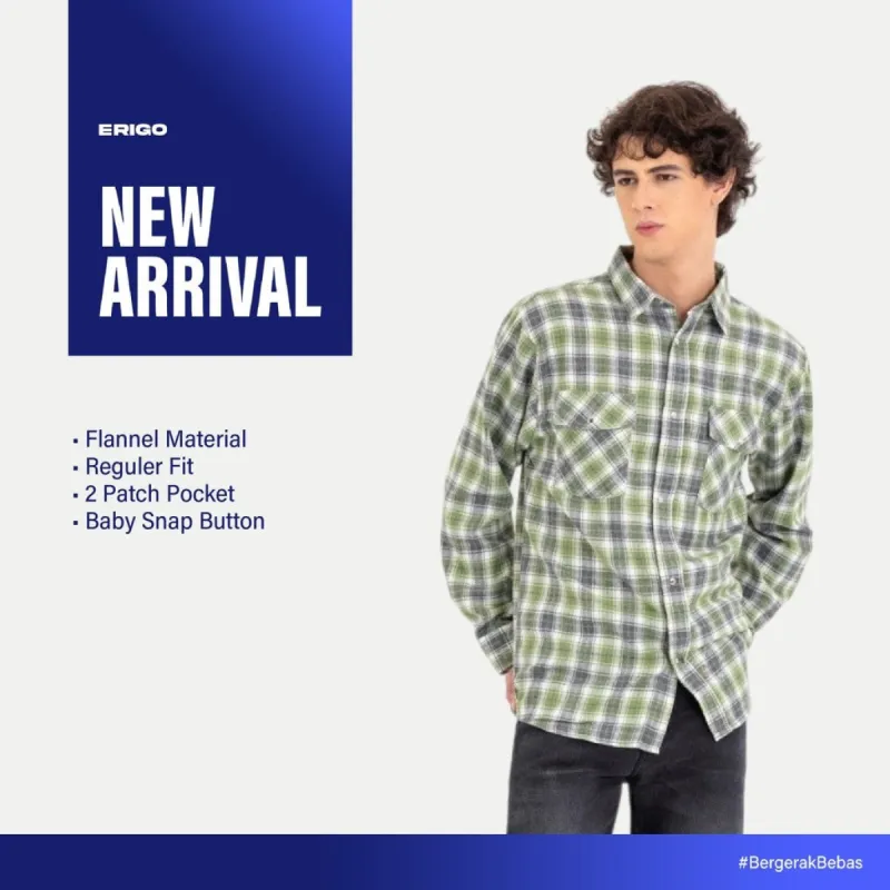 Erigo Flannel Shirt Neol Green Unisex sold by Erigo