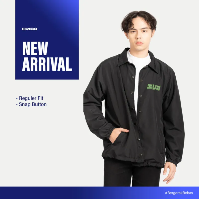 Erigo Coach Jacket Graphic Alder Black Unisex sold by Erigo