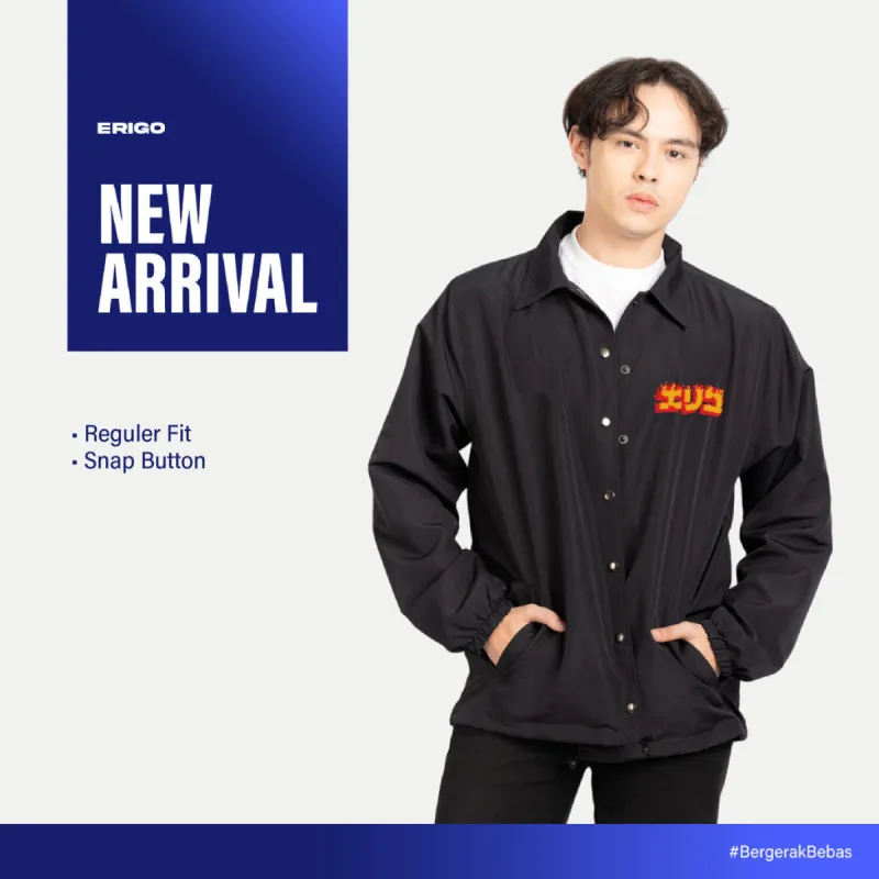 Erigo Coach Jacket Graphic Alev Black Unisex sold by Erigo