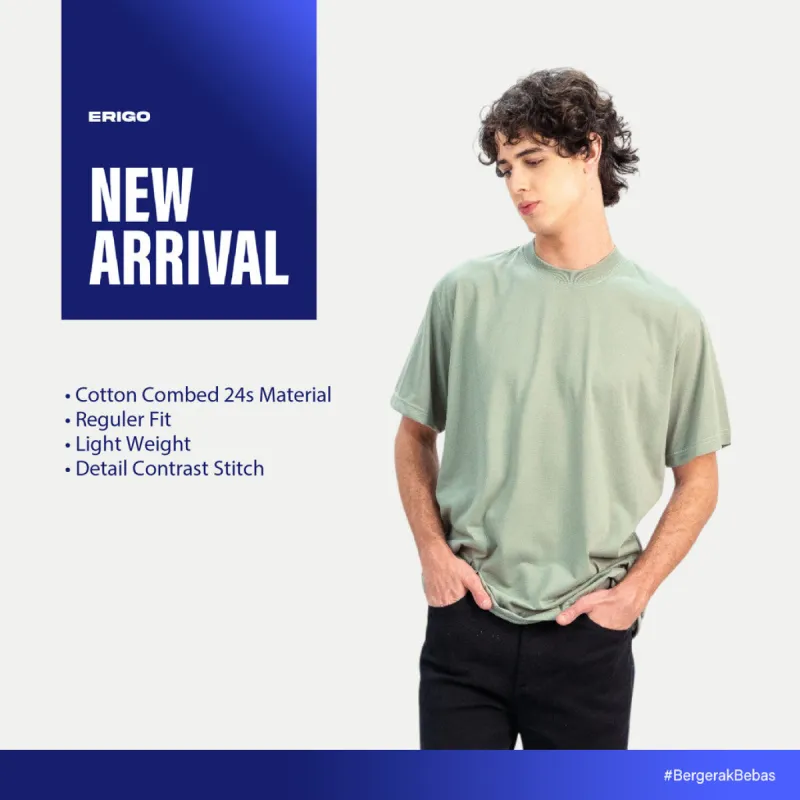 Erigo T-Shirt Contrast Stitch Vaiasu Sage - Kaos Unisex sold by Erigo