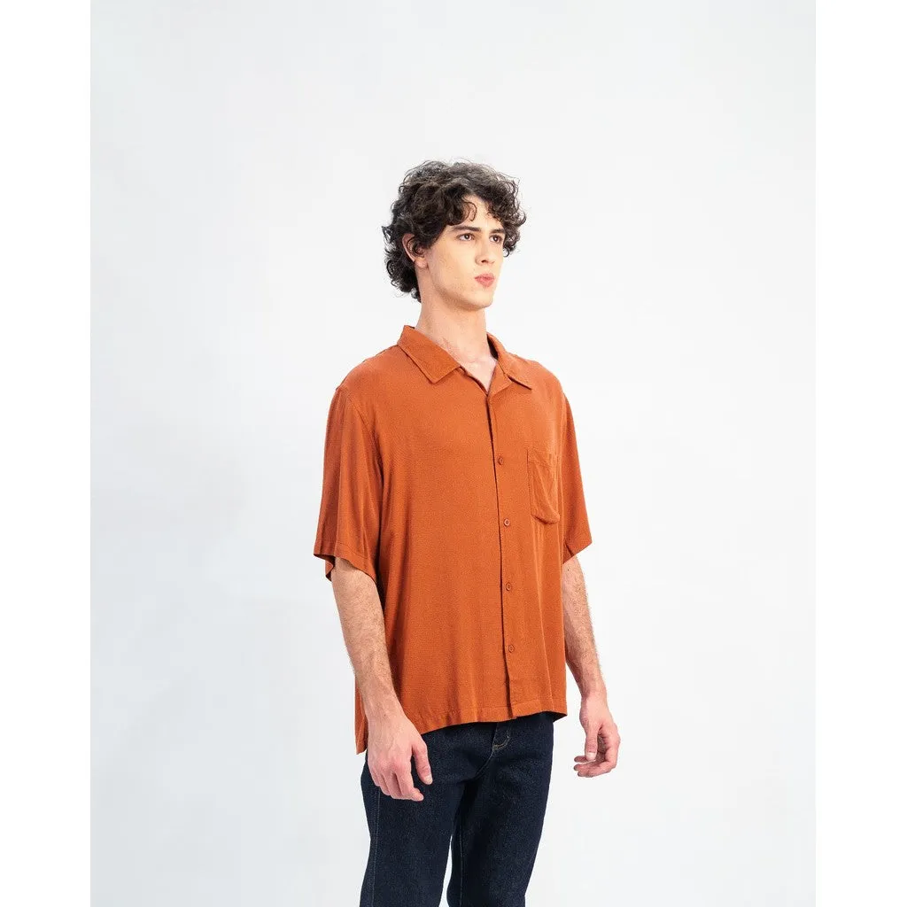 Erigo Short Shirt Pocket Danvin Teracotta - Kemeja Lengan Pendek Rayon Unisex sold by Erigo product image thumbnail 4