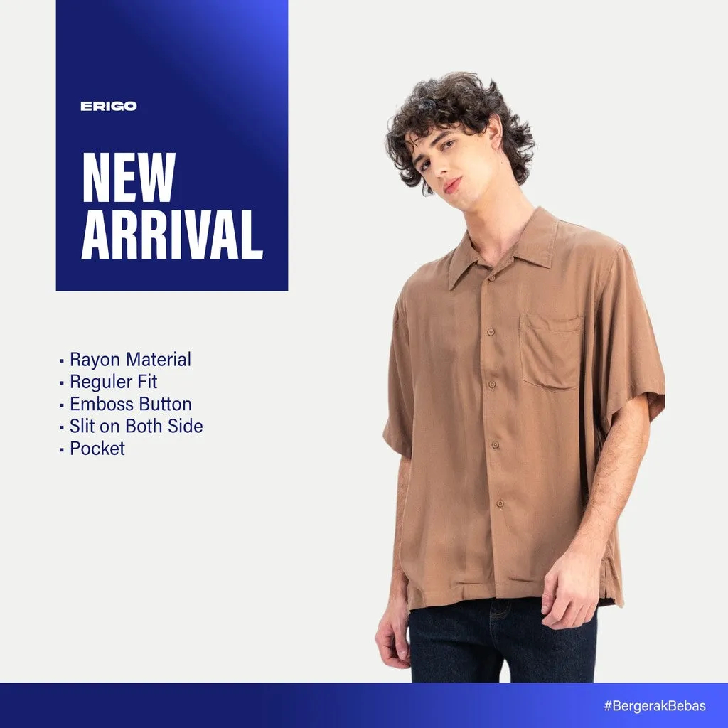 Erigo Short Shirt Pocket Dalwyn Brown - Kemeja Lengan Pendek Rayon Unisex sold by Erigo