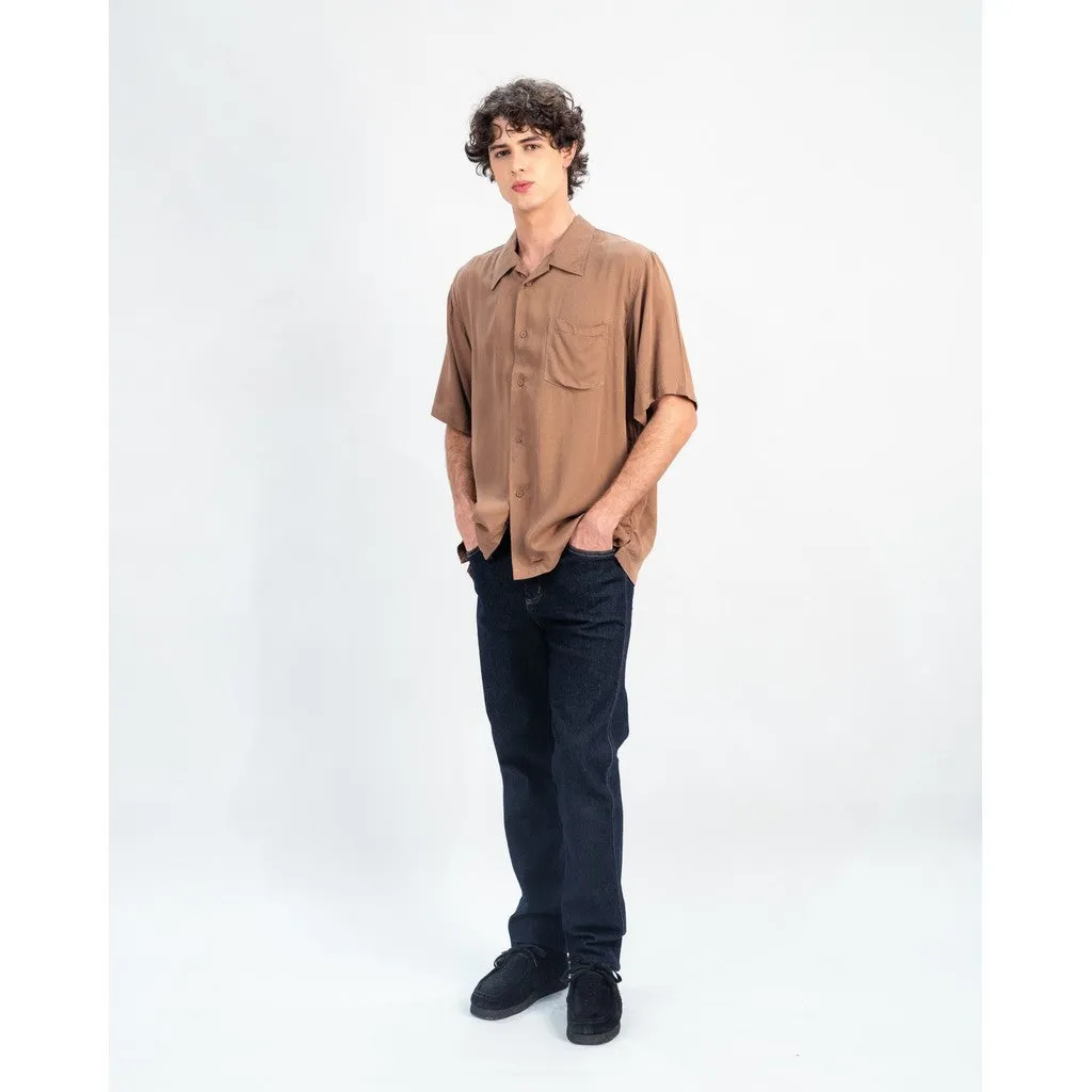 Erigo Short Shirt Pocket Dalwyn Brown - Kemeja Lengan Pendek Rayon Unisex sold by Erigo product image thumbnail 5