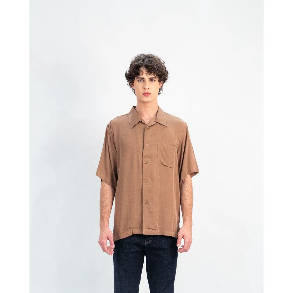 Erigo Short Shirt Pocket Dalwyn Brown - Kemeja Lengan Pendek Rayon Unisex sold by Erigo product image thumbnail 2