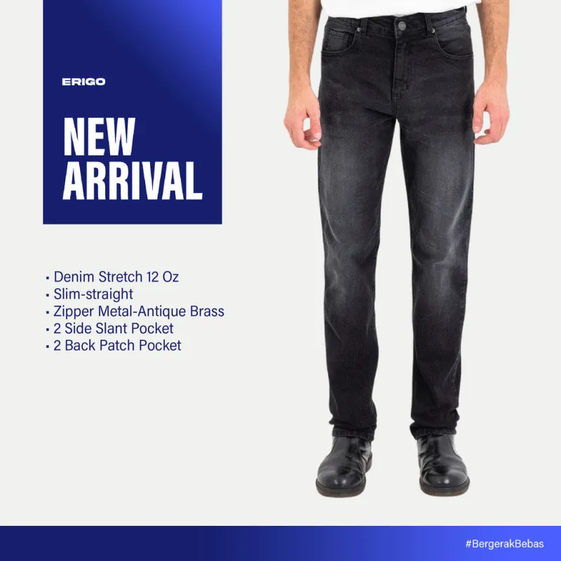 Erigo Denim Pants Eaton Black Whisker - Celana Panjang Denim Unisex sold by Erigo