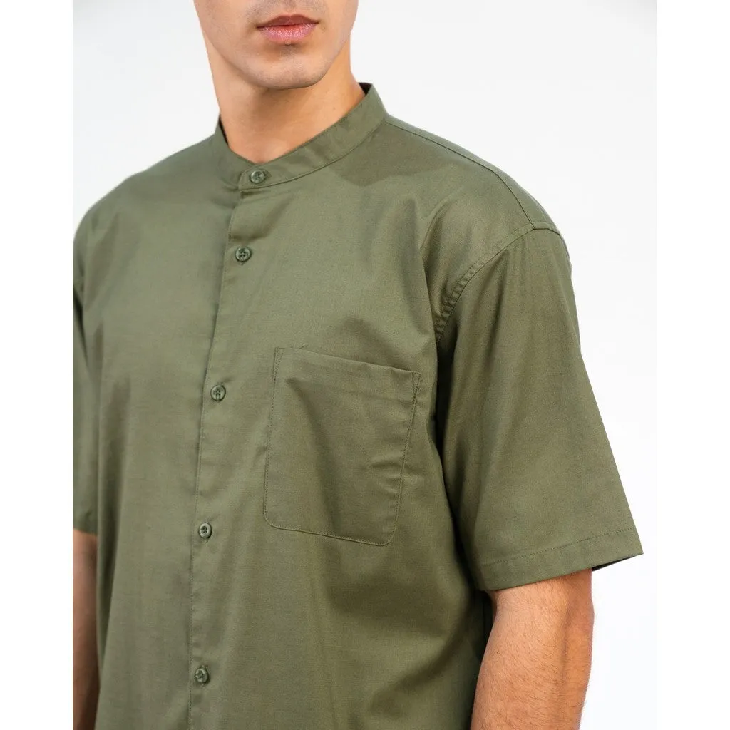 Erigo Shanghai Short Sleeve Basic Falih Olive - Kemeja Koko Lengan Pendek Unisex sold by Erigo product image thumbnail 4