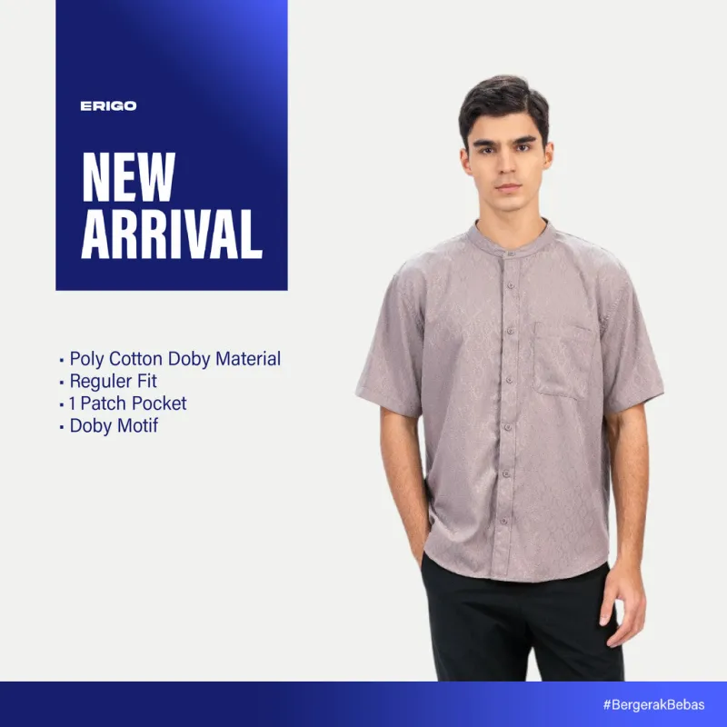 Erigo Shanghai Airaz Short Sleeve Cream - Kemeja Koko Lengan Pendek Unisex sold by Erigo