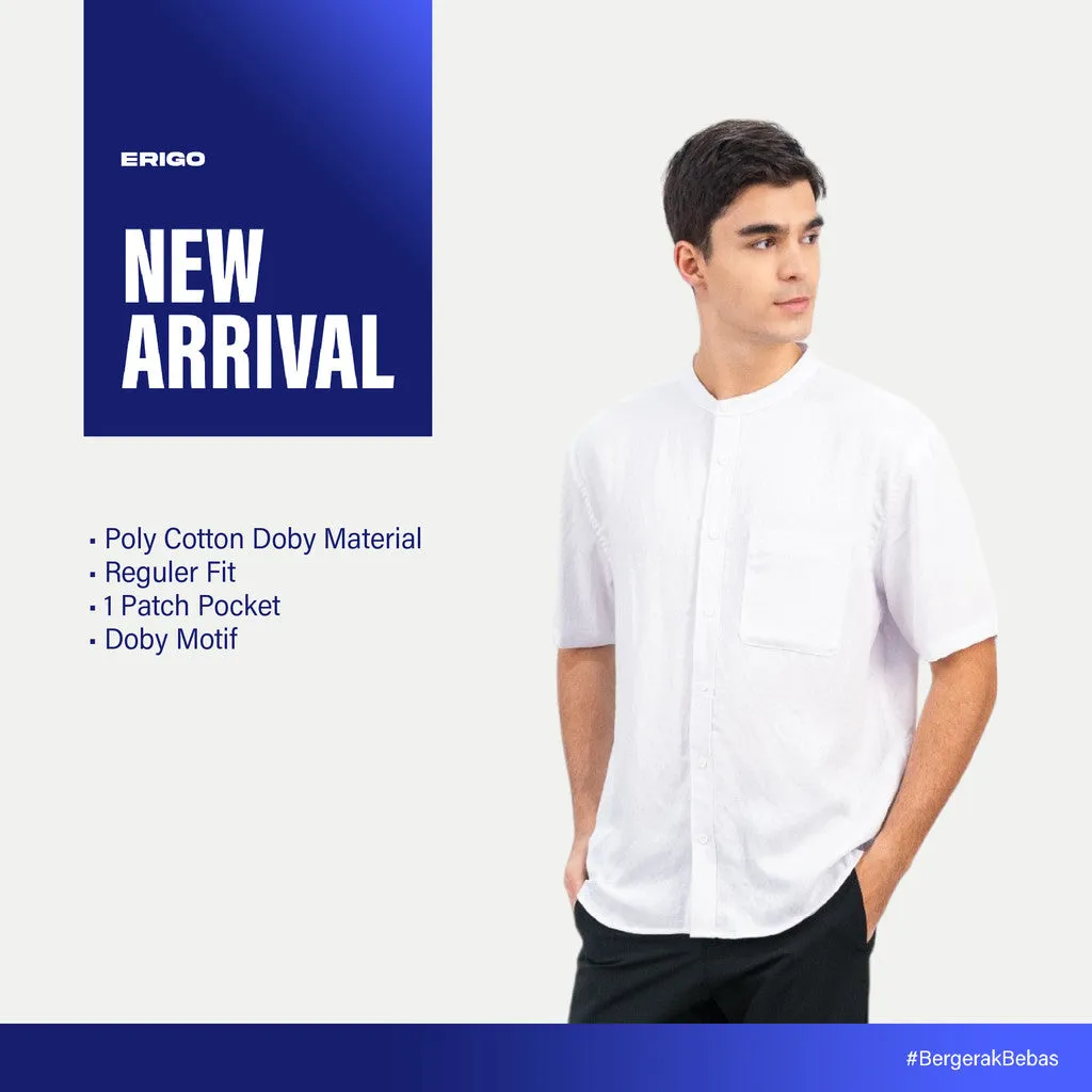 Erigo Shanghai Ashars Short Sleeve White - Kemeja Koko Lengan Pendek Unisex sold by Erigo