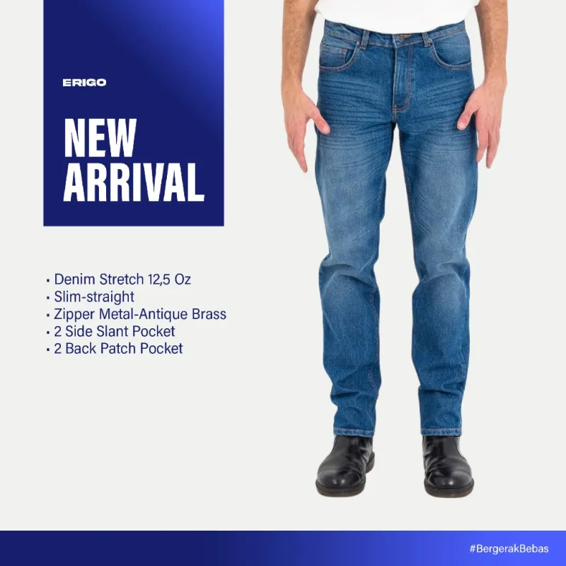 Erigo Denim Pants Efrain Medium Bule Whisker - Celana Panjang Denim Unisex sold by Erigo