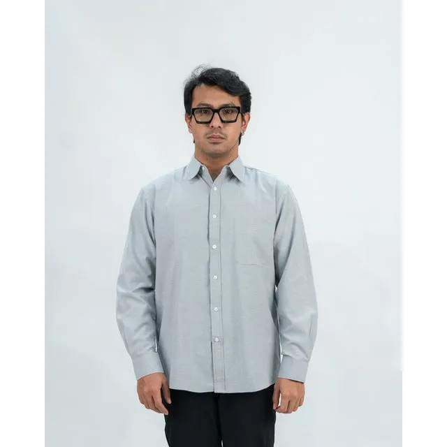 Erigo Basic Long Sleeve Shirt Bany Light Grey - Kemeja Lengan Panjang Oxford Unisex sold by Erigo product image thumbnail 2