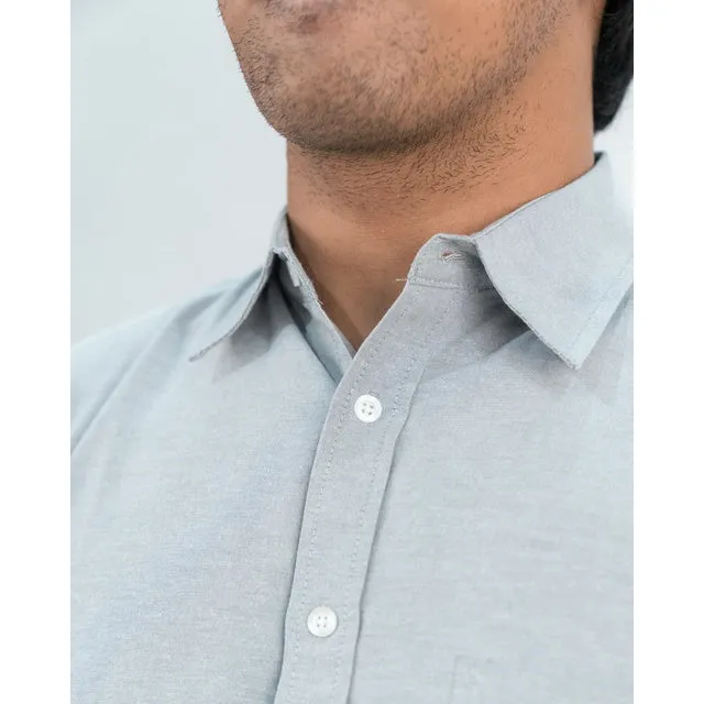 Erigo Basic Long Sleeve Shirt Bany Light Grey - Kemeja Lengan Panjang Oxford Unisex sold by Erigo product image thumbnail 4