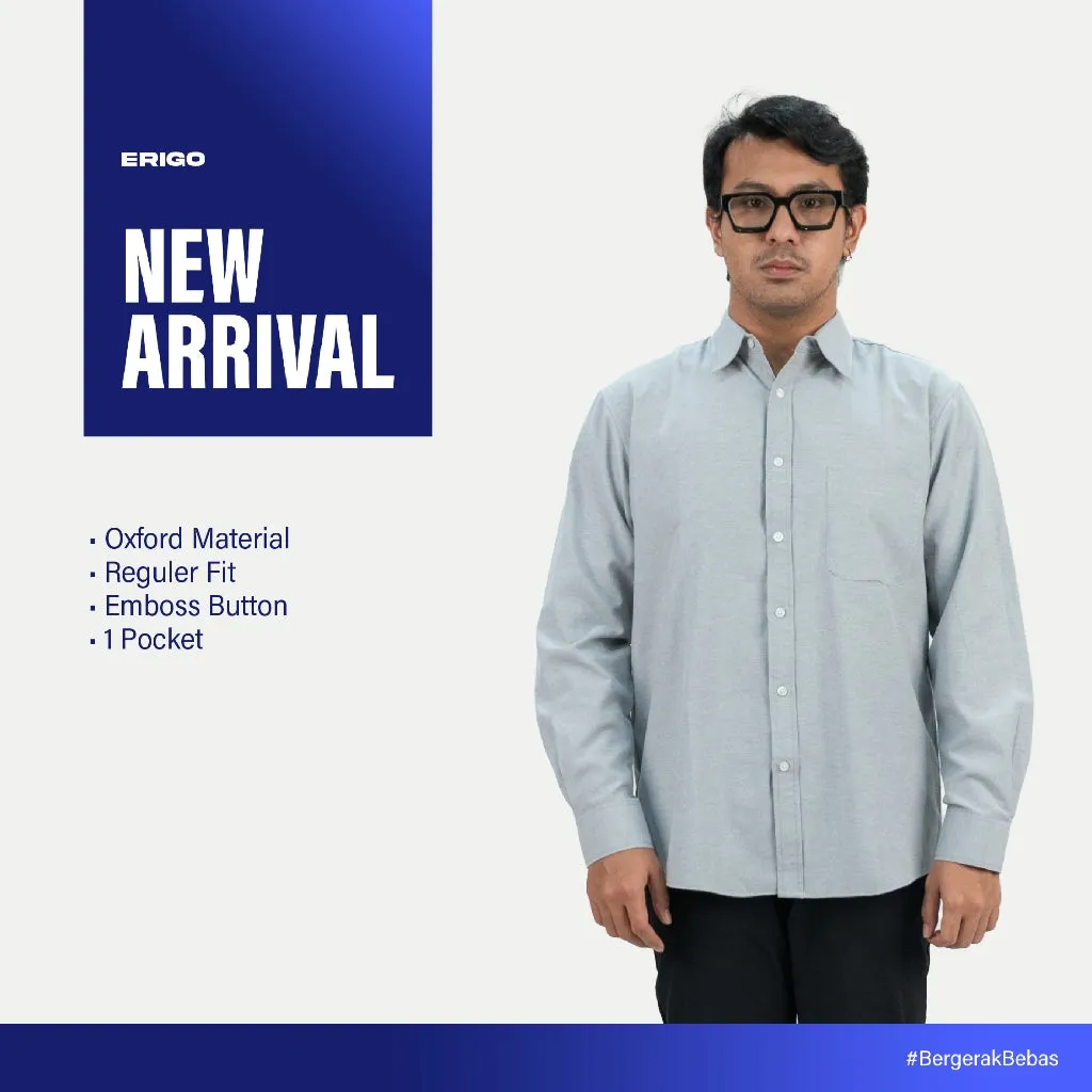 Erigo Basic Long Sleeve Shirt Bany Light Grey - Kemeja Lengan Panjang Oxford Unisex sold by Erigo
