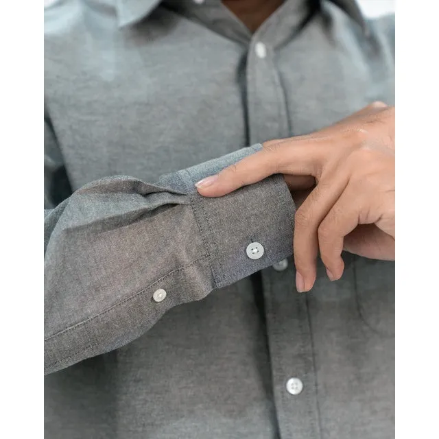 Erigo Basic Long Sleeve Shirt Bhevin Grey - Kemeja Lengan Panjang Oxford Unisex sold by Erigo product image thumbnail 5