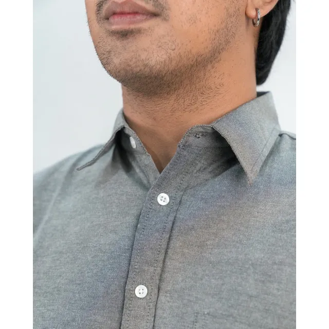 Erigo Basic Long Sleeve Shirt Bhevin Grey - Kemeja Lengan Panjang Oxford Unisex sold by Erigo product image thumbnail 4