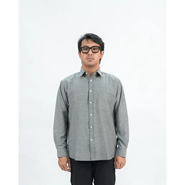 Erigo Basic Long Sleeve Shirt Bhevin Grey - Kemeja Lengan Panjang Oxford Unisex sold by Erigo product image thumbnail 2