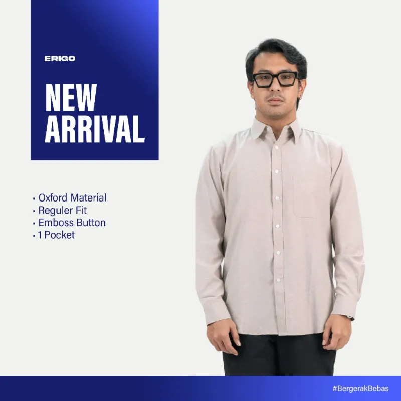 Erigo Basic Long Sleeve Shirt Blose Cream - Kemeja Lengan Panjang Oxford Unisex sold by Erigo