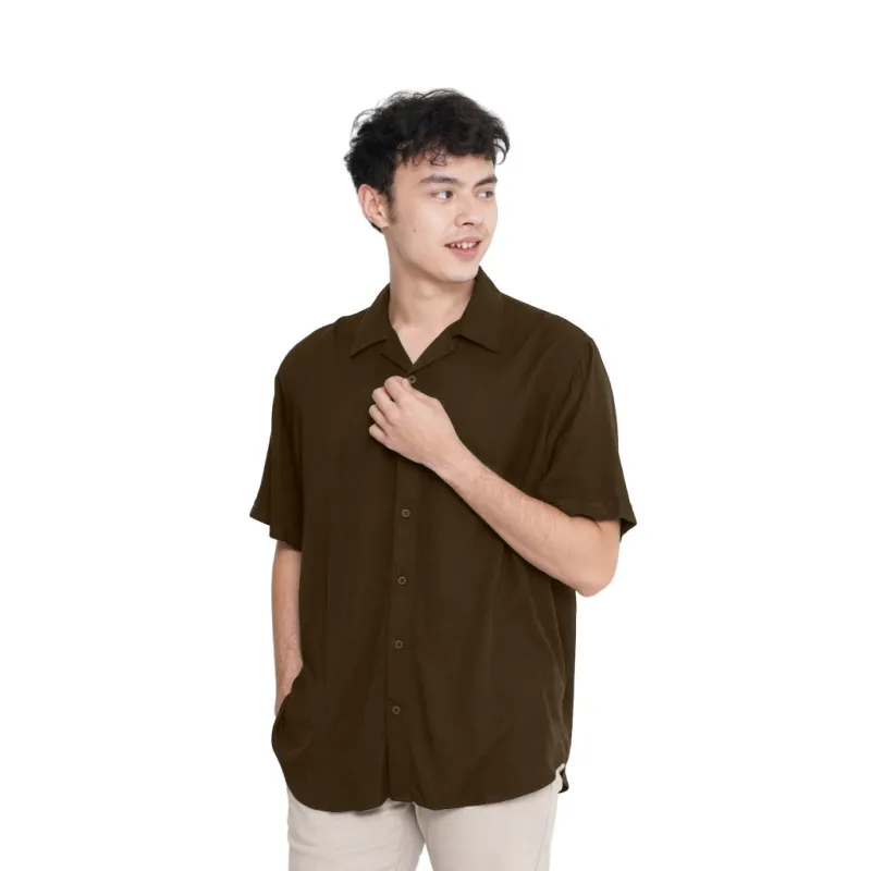 Erigo Short Shirt Deans Coffee Brown - Kemeja Lengan Pendek Rayon Unisex sold by Erigo