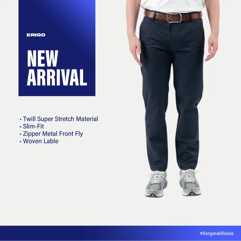 Erigo Chino Pants Flexi Fit Vincenzo Navy - Celana Panjang Chino Unisex sold by Erigo