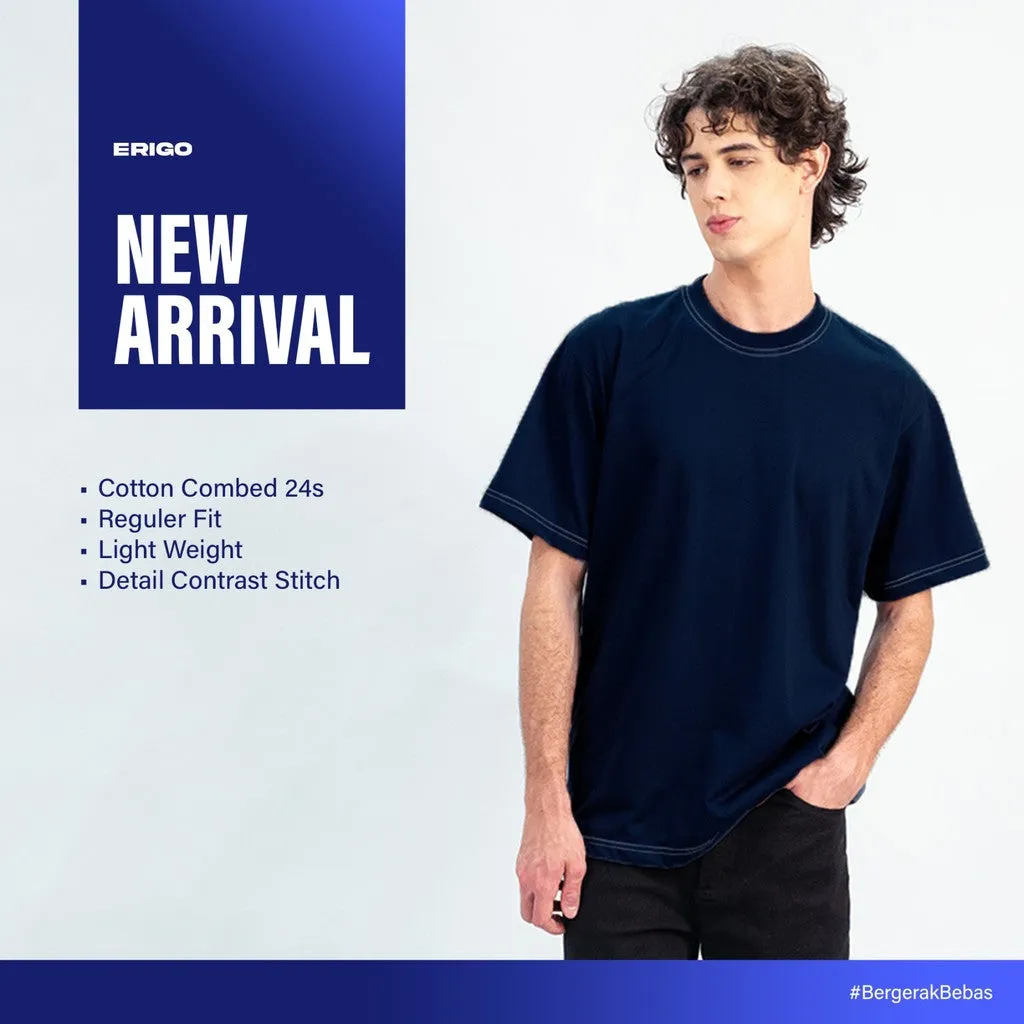 Erigo T-Shirt Contrast Stitch Vikas Navy - Kaos Unisex sold by Erigo