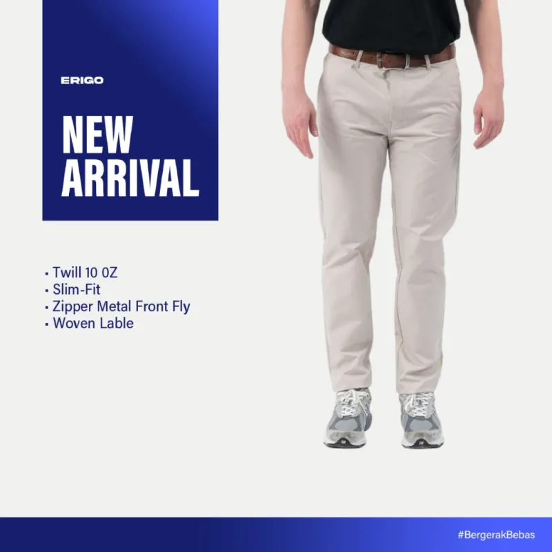 Erigo Chino Pants Flexi Fit Elvis Beige - Celana Panjang Chino Unisex sold by Erigo