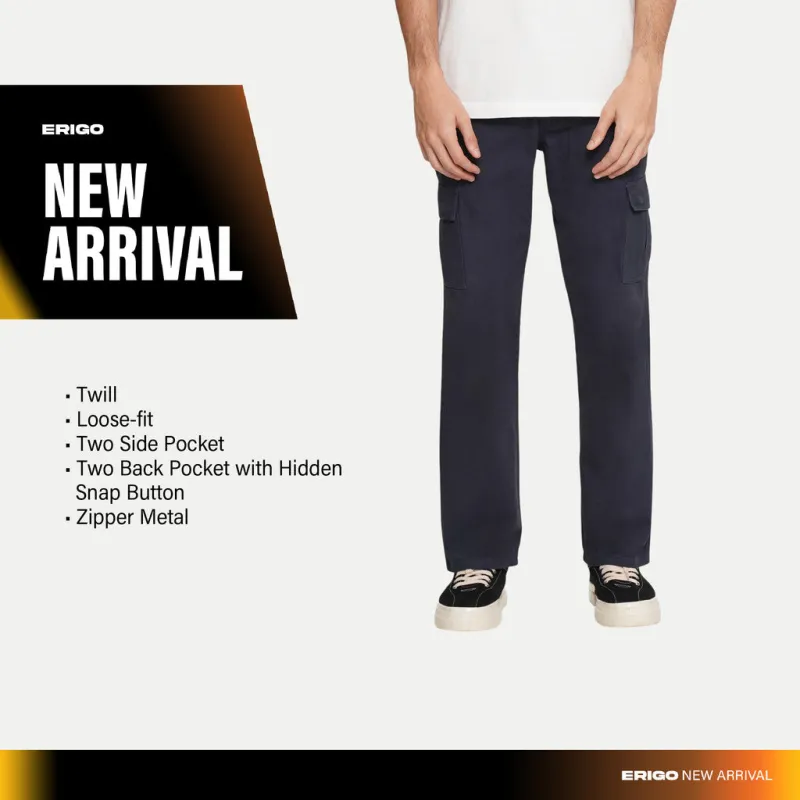 Erigo Cargo Pants Brandon Navy - Celana Panjang Cargo Unisex sold by Erigo